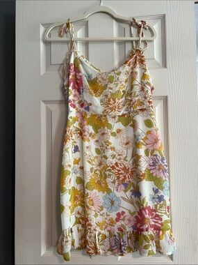 Sugarlips Floral Tie-Shoulder Mini Dress in Cream, Yellow, Pink, Green, Blue